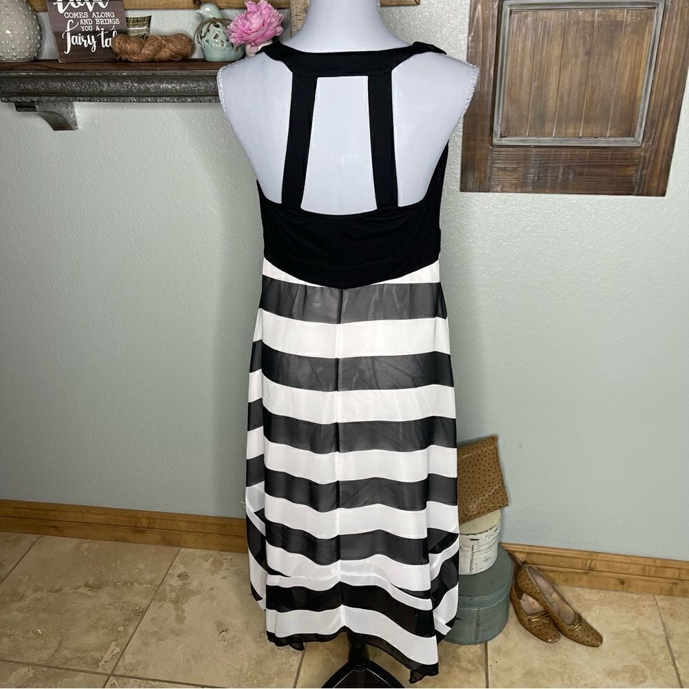 Inc International Concepts Asymmetrical Hem Maxi Dress Black White Stripe - Picture 6 of 13